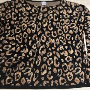Chicos Leopard Print Metallic Embellished sweater